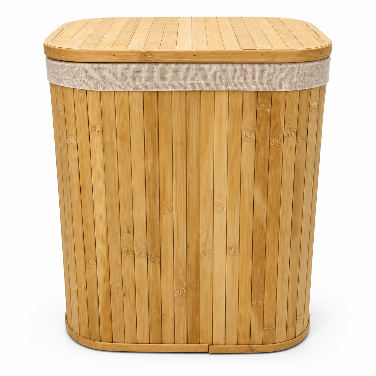 Home Box Rectangular Bamboo Laundry Basket with Lid – 72 L – Natural Brown