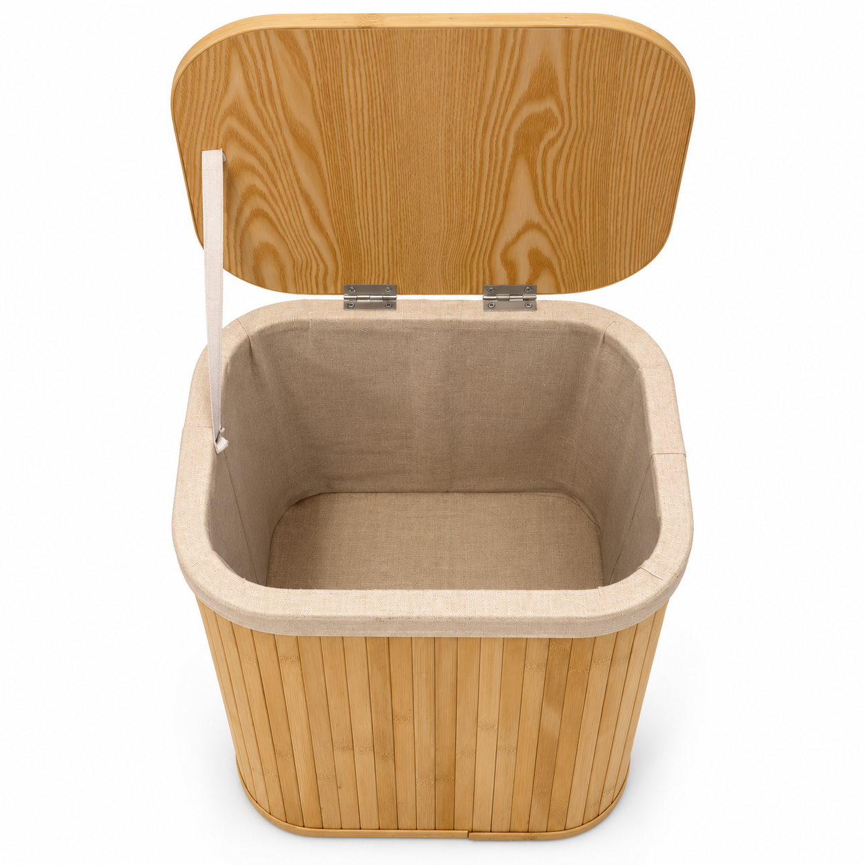 Home Box Rectangular Bamboo Laundry Basket with Lid – 72 L – Natural Brown