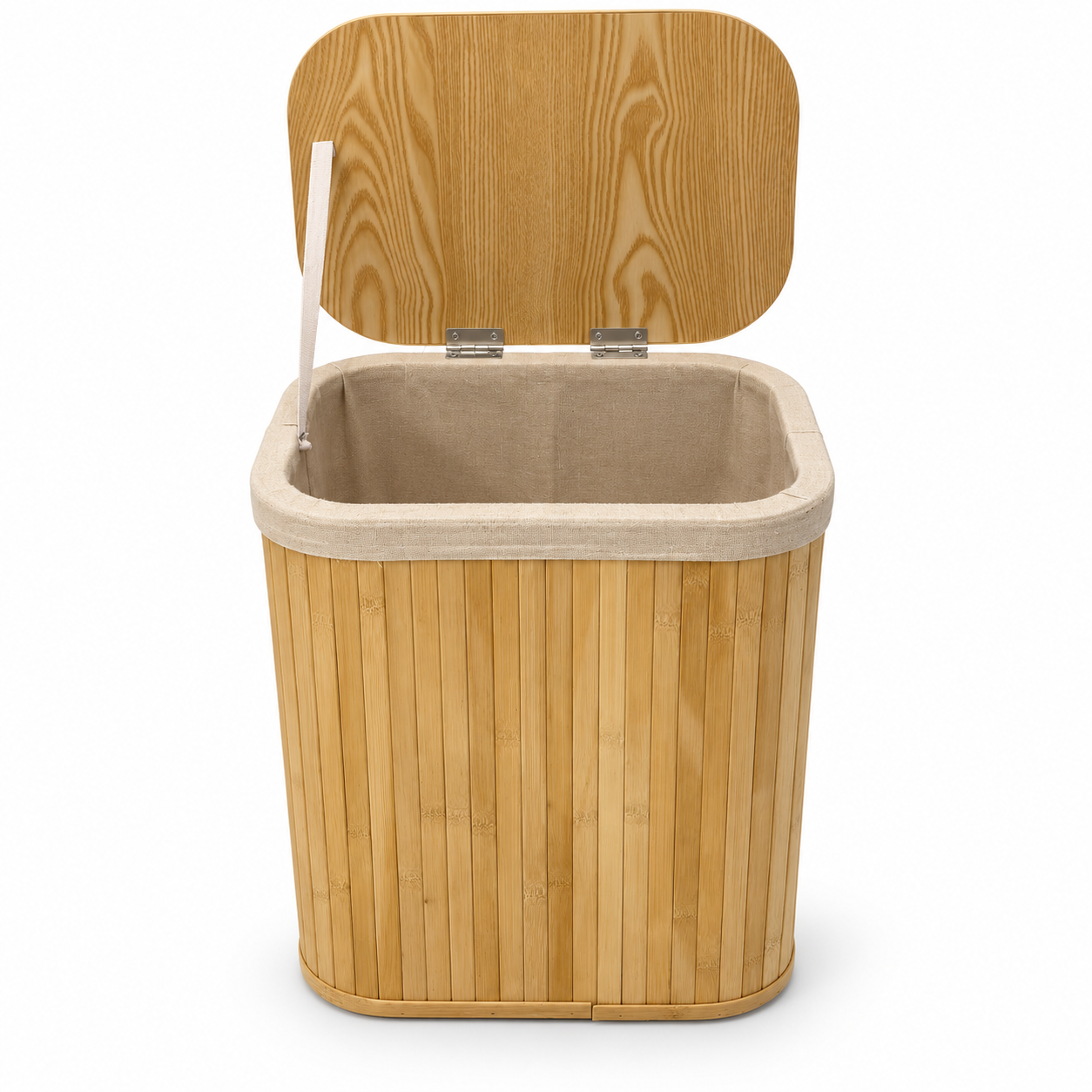 Home Box Rectangular Bamboo Laundry Basket with Lid – 72 L – Natural Brown