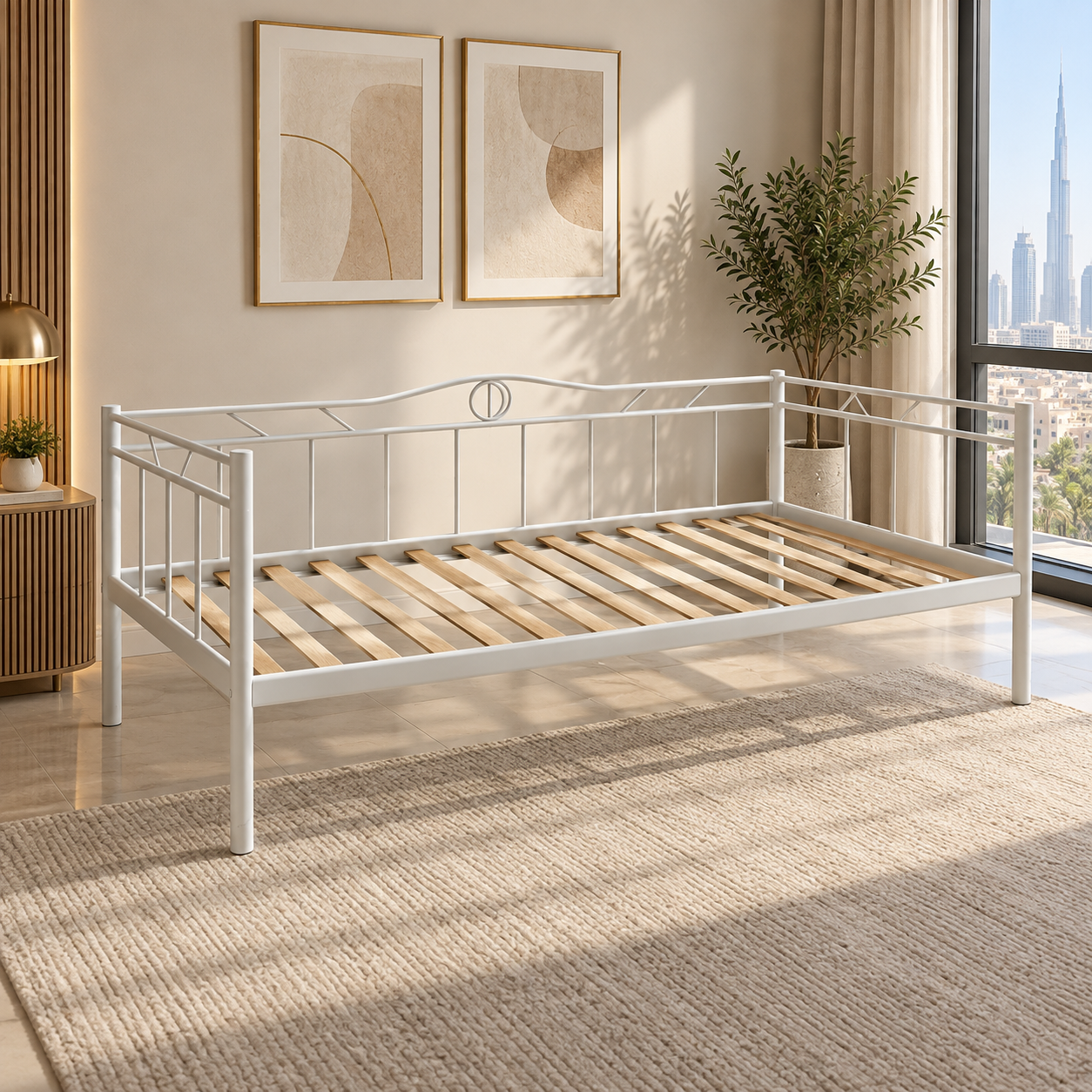 IKEA RAMSTA Day-bed with LURÖY Slatted Bed Base – White – 90 × 200 cm