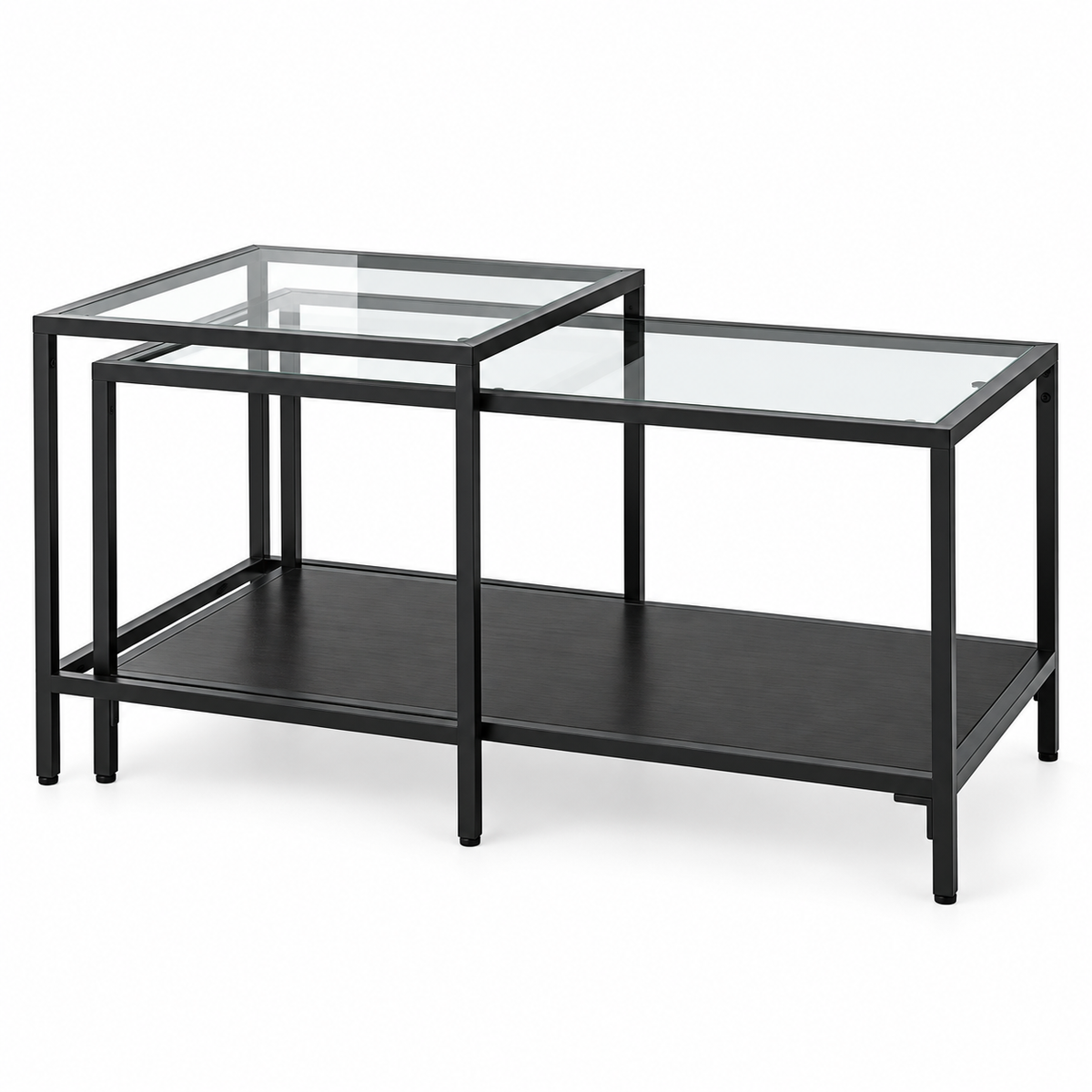 IKEA VITTSJÖ Nest of 2 Tables – Black-Brown & Glass – 90 × 50 cm