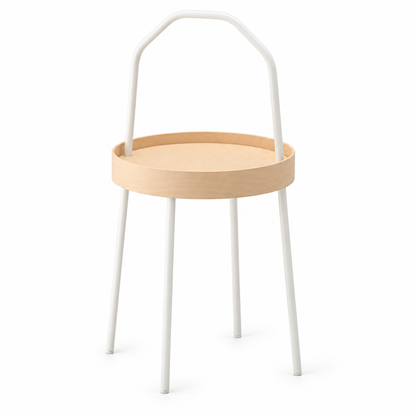 IKEA BURVIK Side Table – White & Birch Veneer – 38 cm