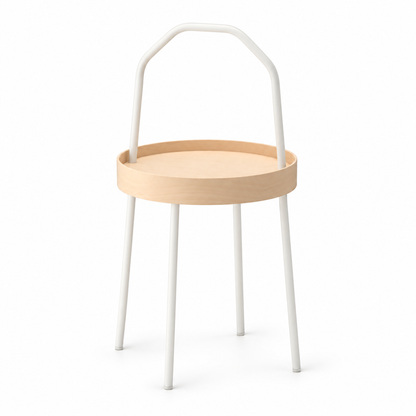 IKEA BURVIK Side Table – White & Birch Veneer – 38 cm