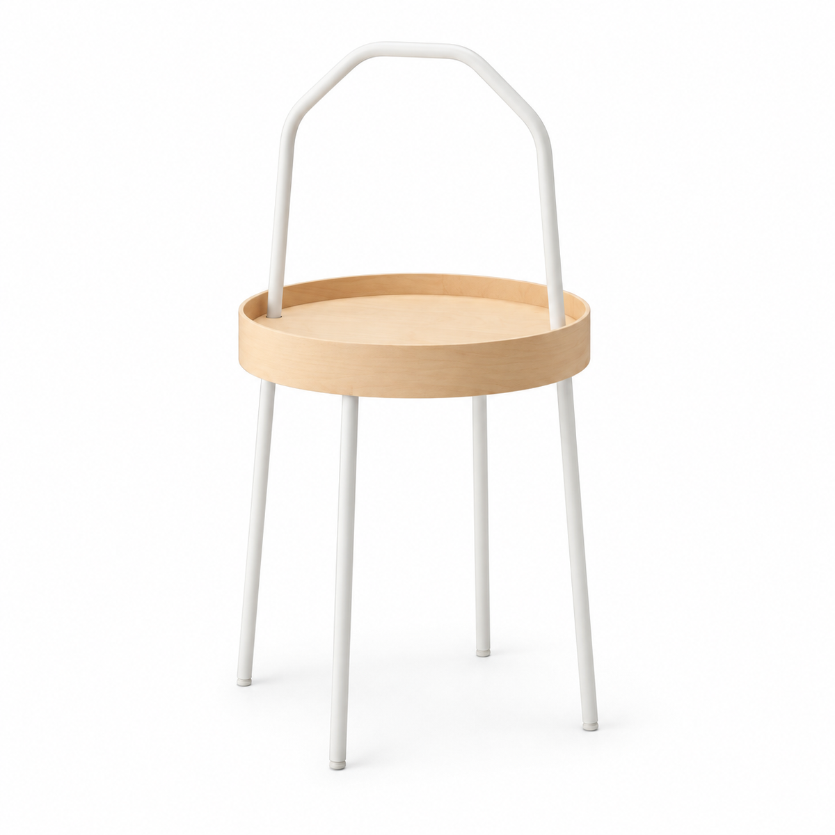IKEA BURVIK Side Table – White & Birch Veneer – 38 cm
