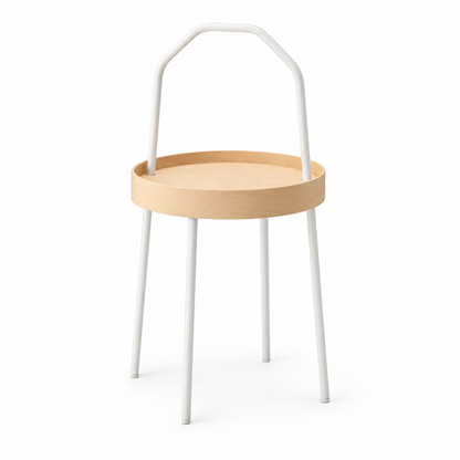 IKEA BURVIK Side Table – White & Birch Veneer – 38 cm