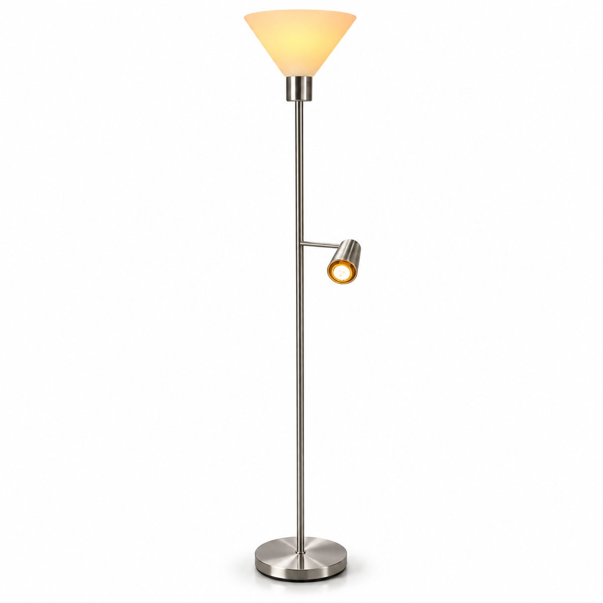 IKEA FLUGBO Floor Uplighter & Reading Lamp – Nickel-Plated / White – 180 cm