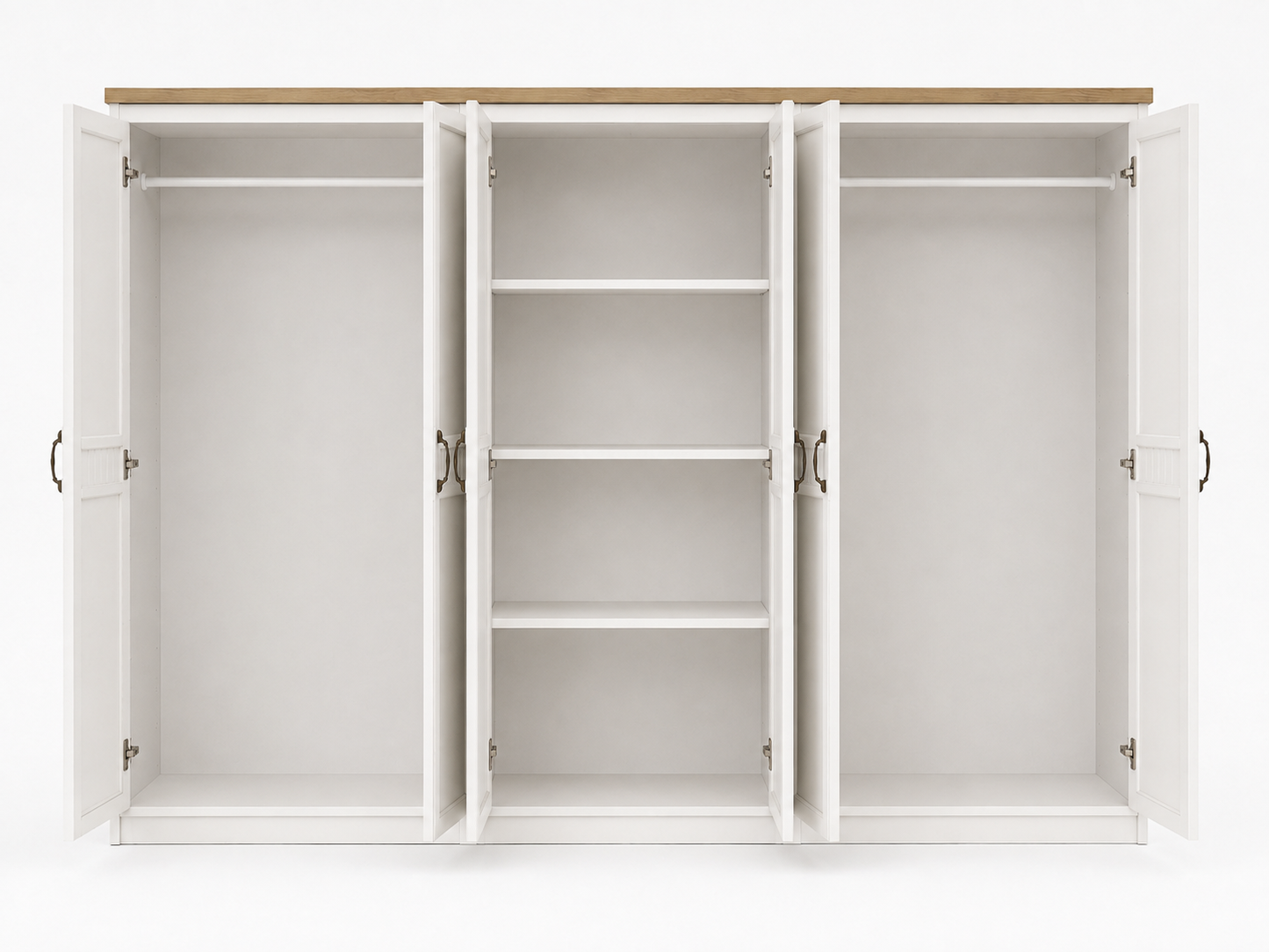 Home Box Glorenza King Bedroom Set with 6-Door Mirrored Wardrobe | Whitewash & Oak, 180x200 cm