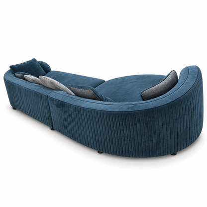 Marina Curve 6-Seater Velvet Curved Corner Sofa with Chaise – 290 cm – Deep Teal Blue