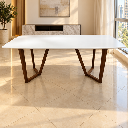 Home Centre Hadley 6-Seater Dining Table – 180 × 90 cm – White & Walnut