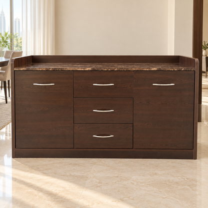 Home Box Arlington Marble Top Sideboard – Brown – 142.2 × 45.7 × 86.4 cm