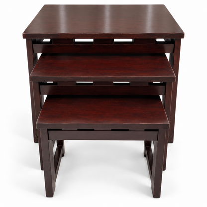 Home Centre Espresso Nesting Tables – Set of 3 – Dark Brown