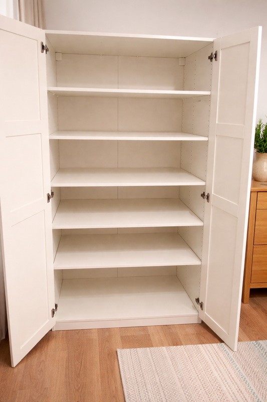 IKEA PAX Wardrobe with GRIMO Doors – 150x60x201 cm, White Shaker Style