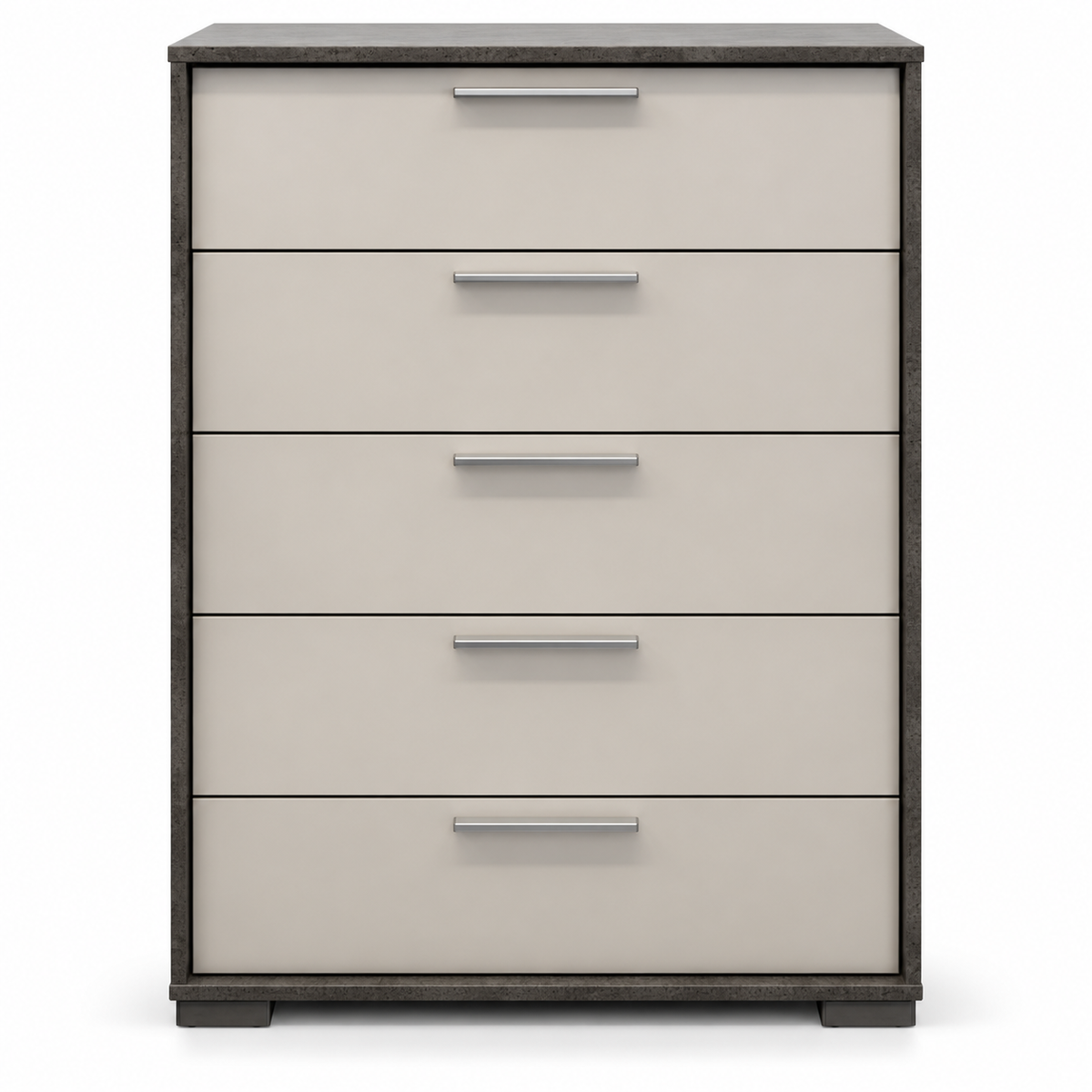 Home Box Patara Chest of 5 Drawers – White & Concrete Grey – 80 × 39 × 111.5 cm