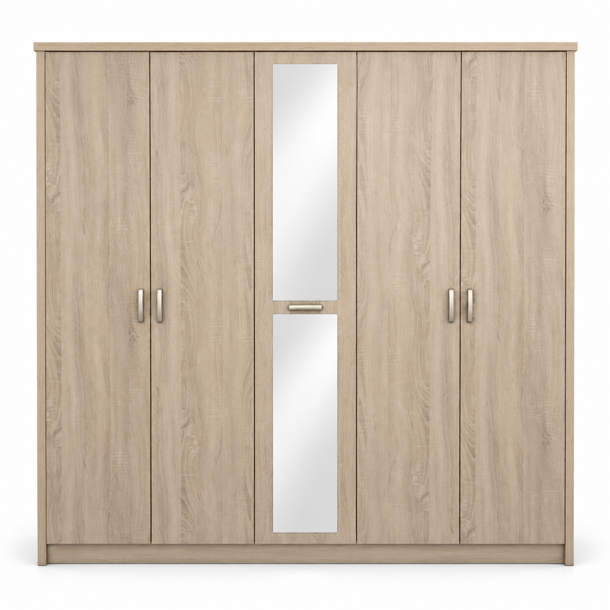 Home Centre 5-Door Wardrobe with Centre Mirror – Light Oak
