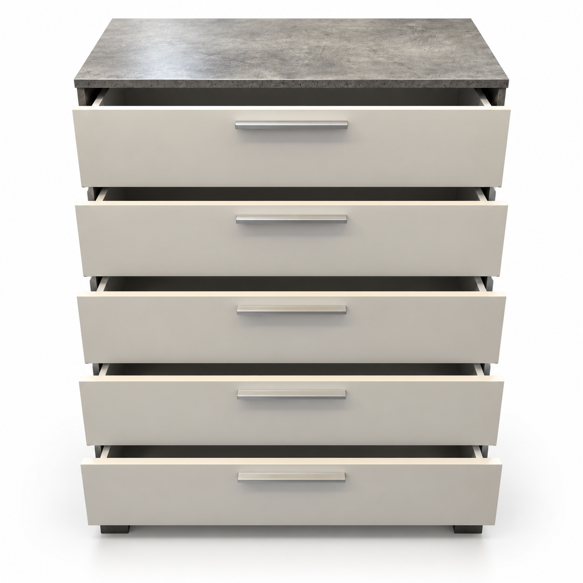 Home Box Patara Chest of 5 Drawers – White & Concrete Grey – 80 × 39 × 111.5 cm