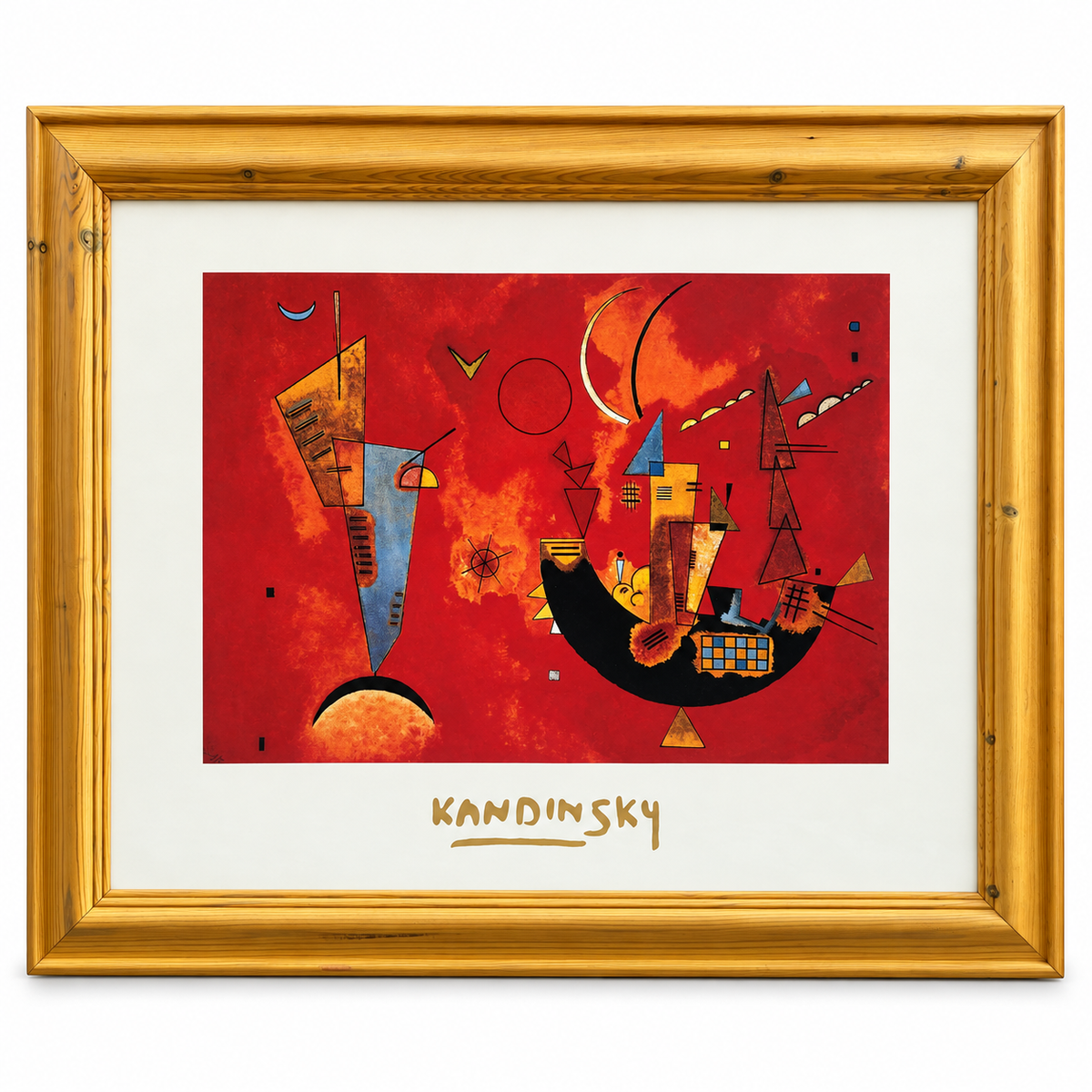 Wassily Kandinsky “Dull Red” Framed Abstract Art Print – Natural Wood Frame