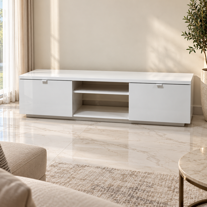 PAN Home White TV Unit with 2 Doors & 2 Open Shelves