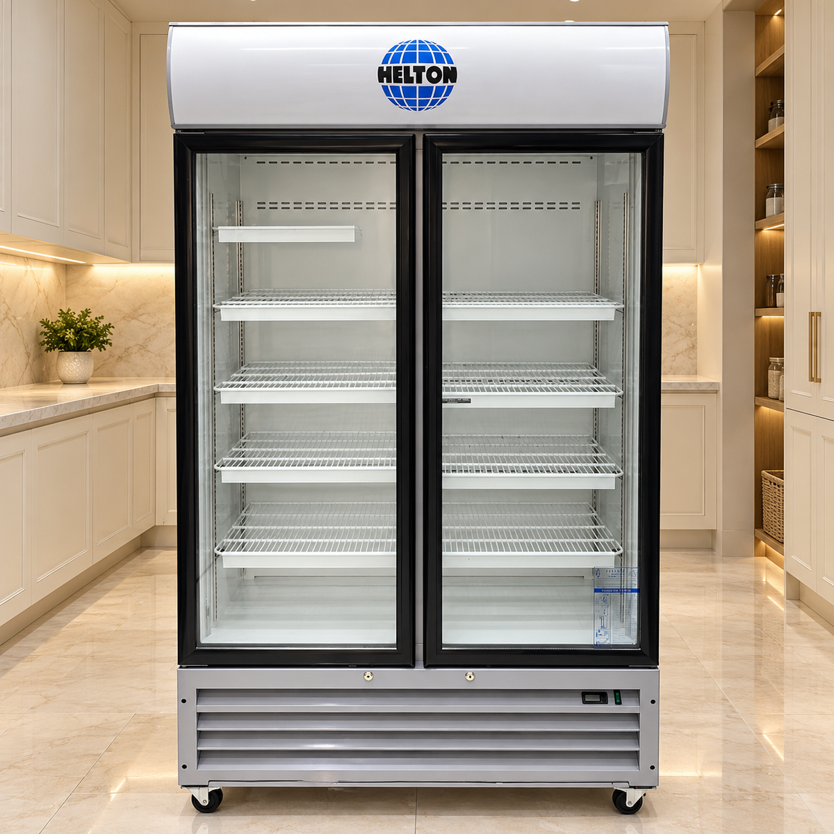 Celsius TSB2CF27 900L Double-Door Commercial Display Chiller – Silver – HELTON Branded