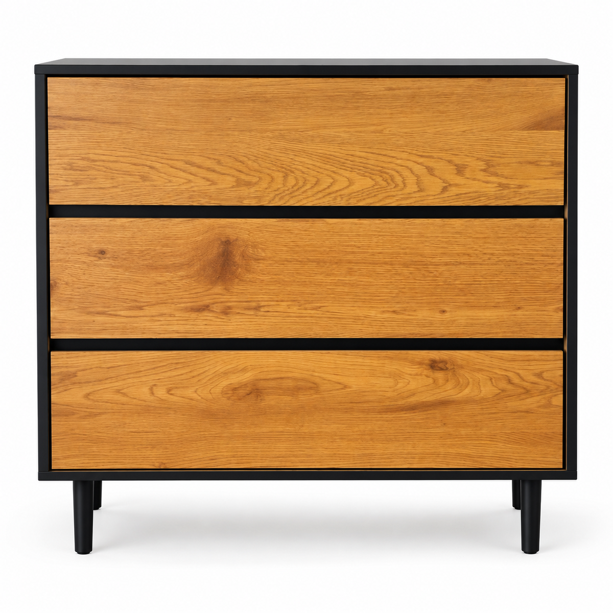 Home Centre Arch Chest of 3-Drawers – 98 × 40 × 78.5 cm – Oak & Black