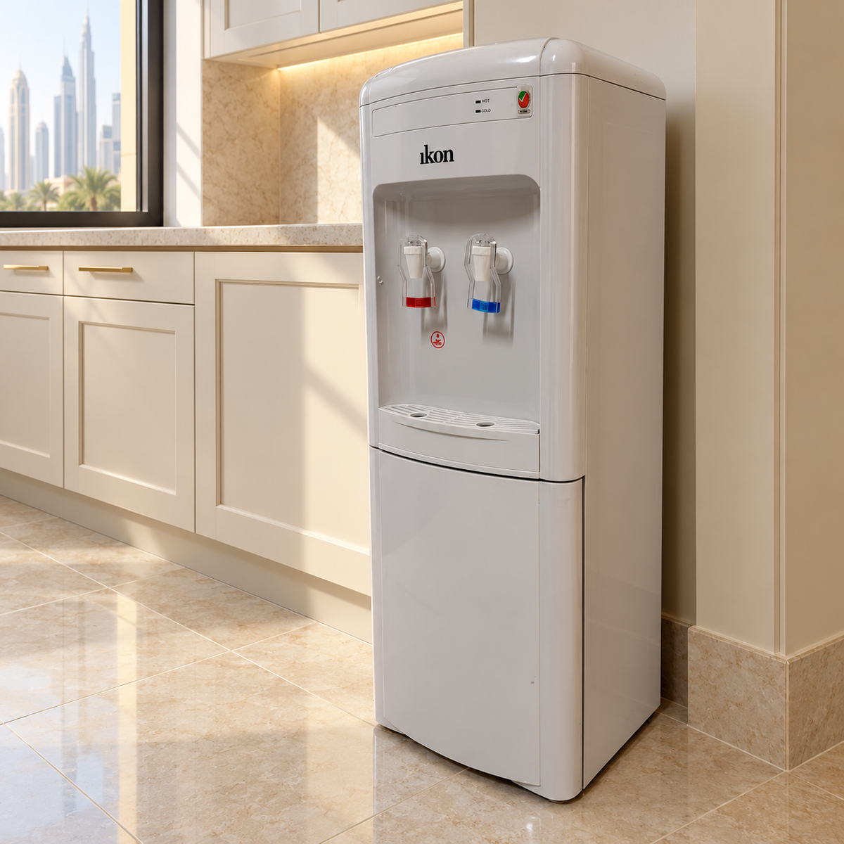 Ikon IK-HD002 Hot & Cold Water Dispenser with Cabinet – White
