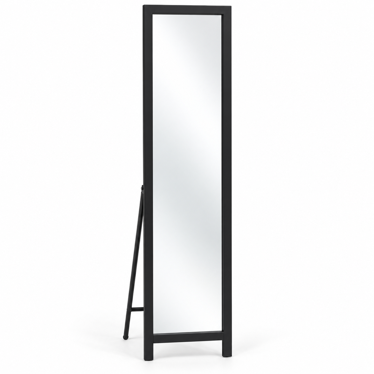 Freedom Full-Length Freestanding Dressing Mirror with Fold-Out Stand – Matte Black