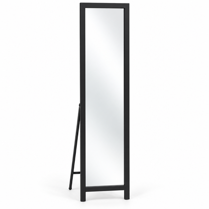 Freedom Full-Length Freestanding Dressing Mirror with Fold-Out Stand – Matte Black