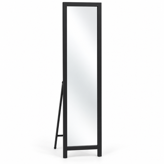 Freedom Full-Length Freestanding Dressing Mirror with Fold-Out Stand – Matte Black