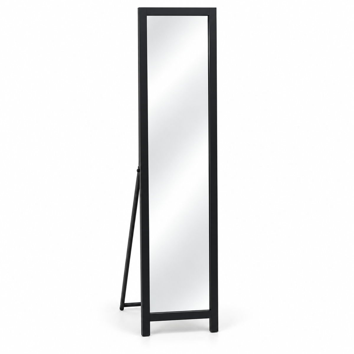 Freedom Full-Length Freestanding Dressing Mirror with Fold-Out Stand – Matte Black