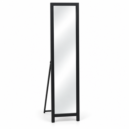 Freedom Full-Length Freestanding Dressing Mirror with Fold-Out Stand – Matte Black