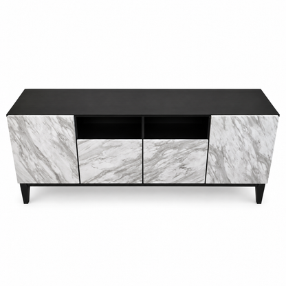 PAN Home Povera 4-Door TV Unit – 200 cm – Black & White Marble Style