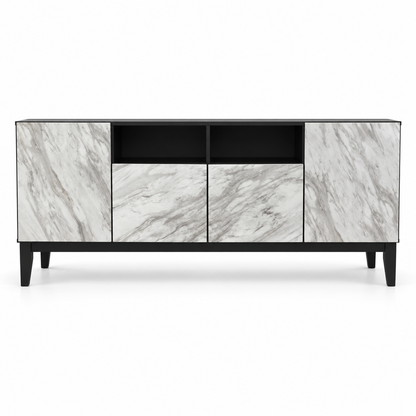 PAN Home Povera 4-Door TV Unit – 200 cm – Black & White Marble Style