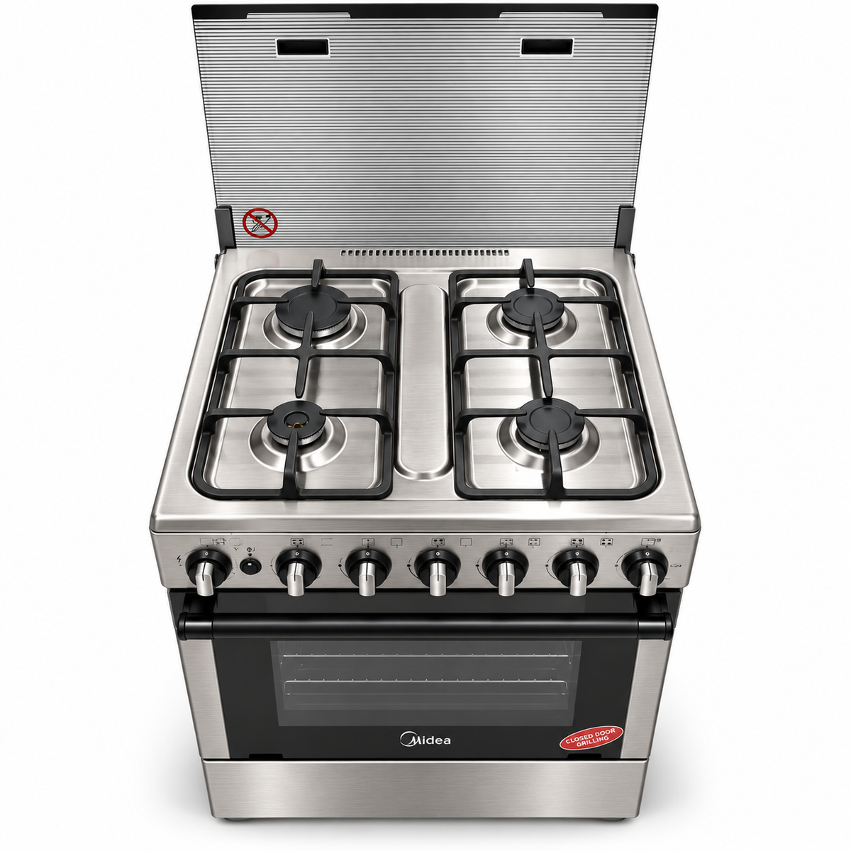 Midea CME6060-D 4-Burner Freestanding Gas Cooker with Oven & Grill – 60 × 60 cm – Stainless Steel
