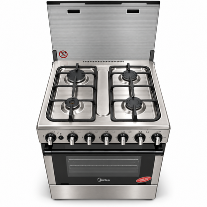 Midea CME6060-D 4-Burner Freestanding Gas Cooker with Oven & Grill – 60 × 60 cm – Stainless Steel