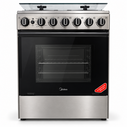 Midea CME6060-D 4-Burner Freestanding Gas Cooker with Oven & Grill – 60 × 60 cm – Stainless Steel