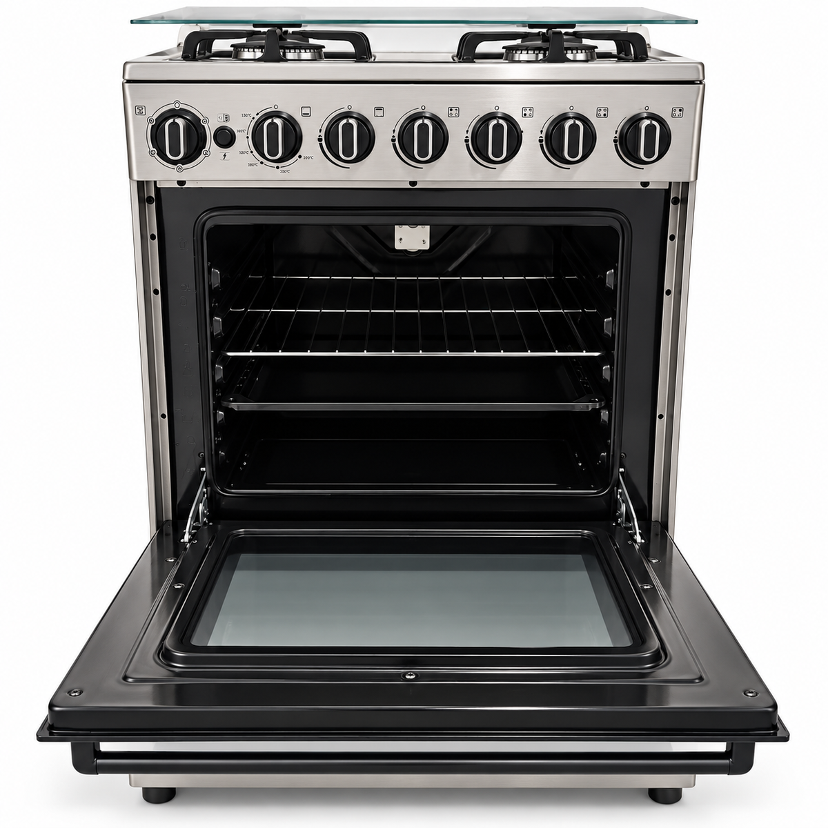 Midea CME6060-D 4-Burner Freestanding Gas Cooker with Oven & Grill – 60 × 60 cm – Stainless Steel