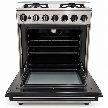 Midea CME6060-D 4-Burner Freestanding Gas Cooker with Oven & Grill – 60 × 60 cm – Stainless Steel