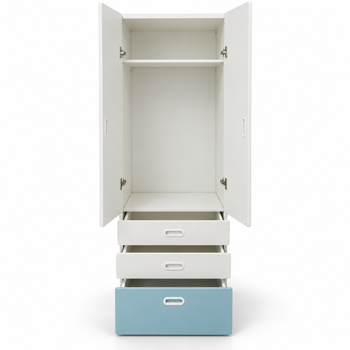 Home Centre 2-Door Wardrobe with 3 Drawers – White & Light Blue