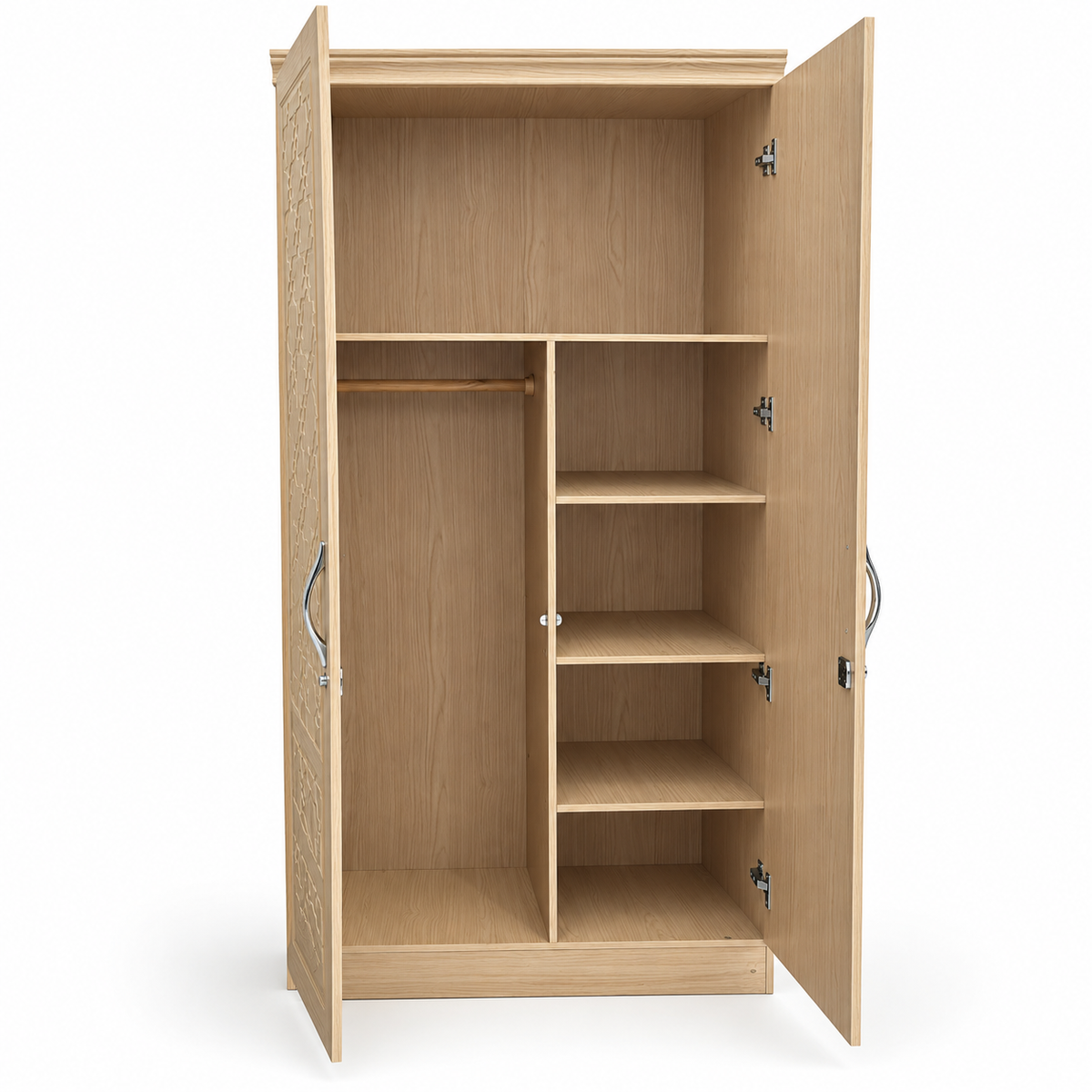 Home Box Rio 2-Door Wardrobe with Mirror – 81 × 47 × 190 cm – Natural Oak