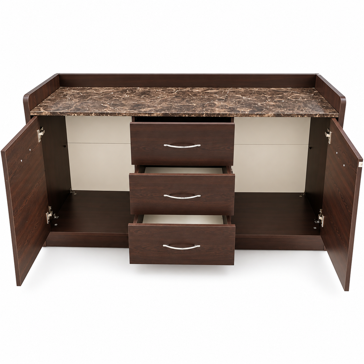 Home Box Arlington Marble Top Sideboard – Brown – 142.2 × 45.7 × 86.4 cm