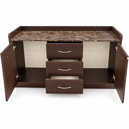 Home Box Arlington Marble Top Sideboard – Brown – 142.2 × 45.7 × 86.4 cm