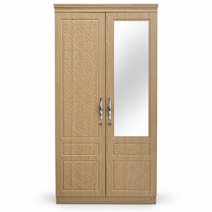 Home Box Rio 2-Door Wardrobe with Mirror – 81 × 47 × 190 cm – Natural Oak