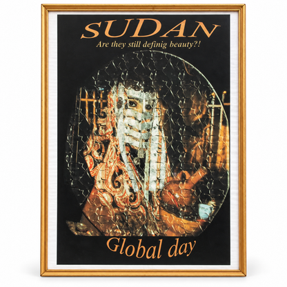 Sudan Cultural Art Framed Wall Poster – Gold Frame – Black & Bronze