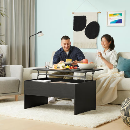 IKEA ÖSTAVALL Adjustable Coffee Table with Hidden Storage – Black – 90 cm