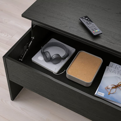 IKEA ÖSTAVALL Adjustable Coffee Table with Hidden Storage – Black – 90 cm