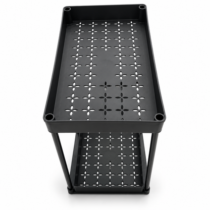 IKEA 2-Tier Storage Rack with Decorative Perforated Shelves – Matte Black