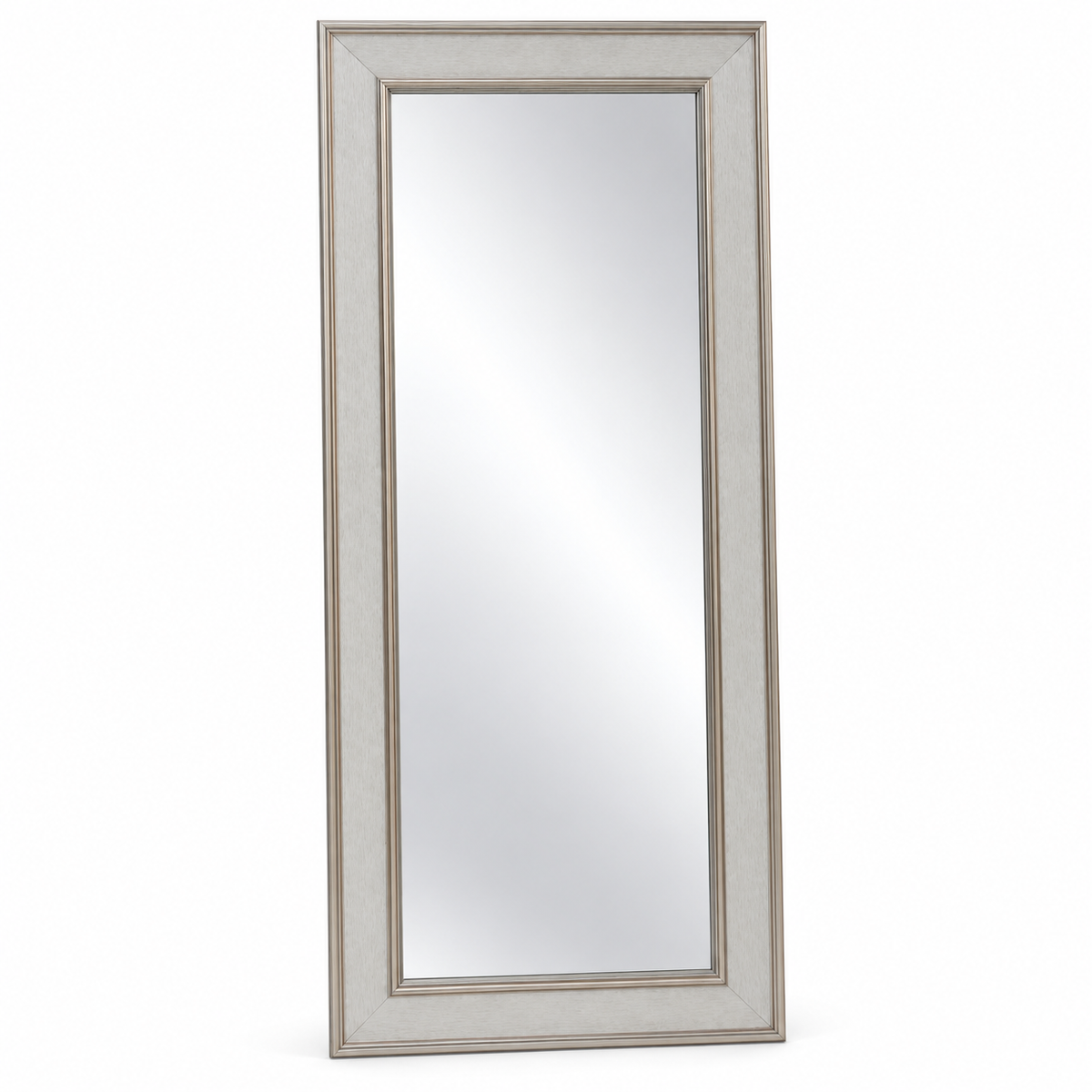 Home Centre Full-Length Rectangular Mirror with Wide Textured Frame – Champagne Silver
