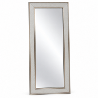 Home Centre Full-Length Rectangular Mirror with Wide Textured Frame – Champagne Silver