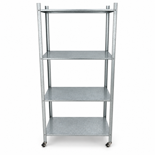 Home Box 3-Tier Galvanized Steel Storage Rack with Caster Wheels – Silver – 60 × 40 × 120 cm