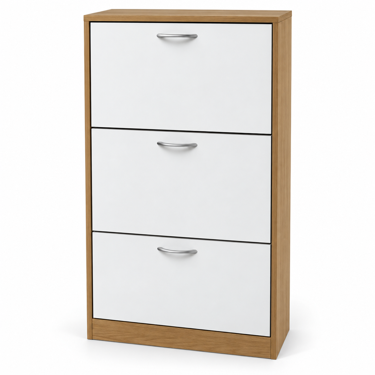 Home Centre Nordic 24-Pair Shoe Cabinet – White & Oak – 120 × 35 × 102 cm