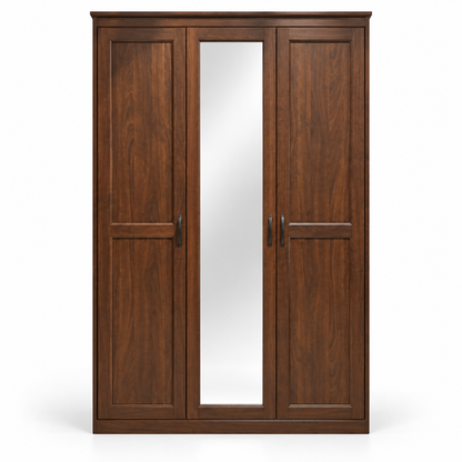 IKEA BRUSALI 3-Door Wardrobe with Full-Length Mirror – Brown – 131 × 57 × 190 cm